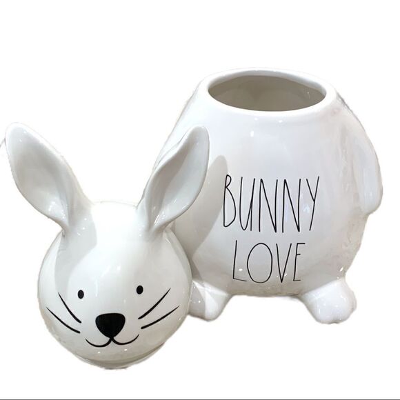 Rae Dunn VHTF Large Ceramic BUNNY LOVE Canister - Picture 3 of 7